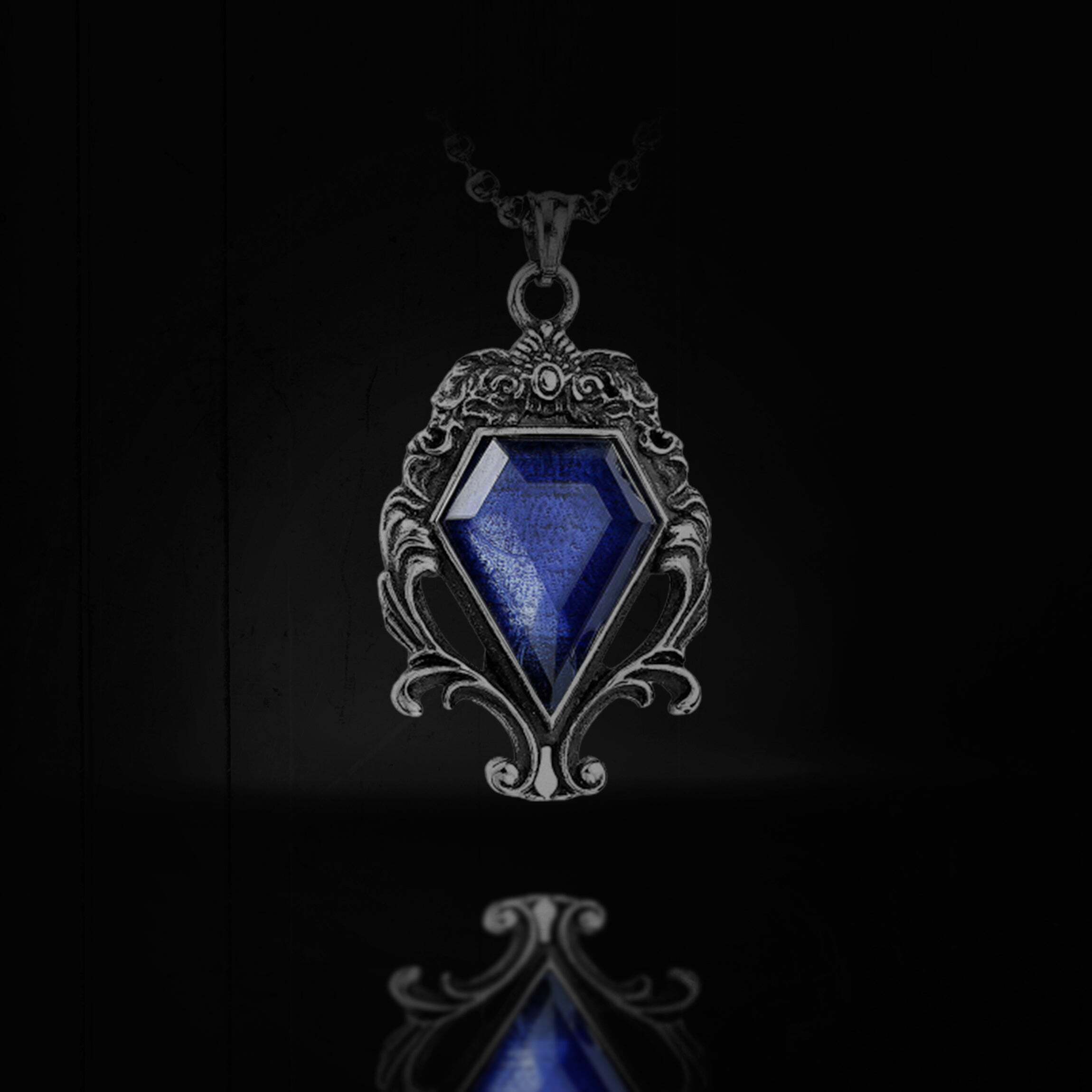 BLACKRISS™Carved Inlaid Sapphire Pendant