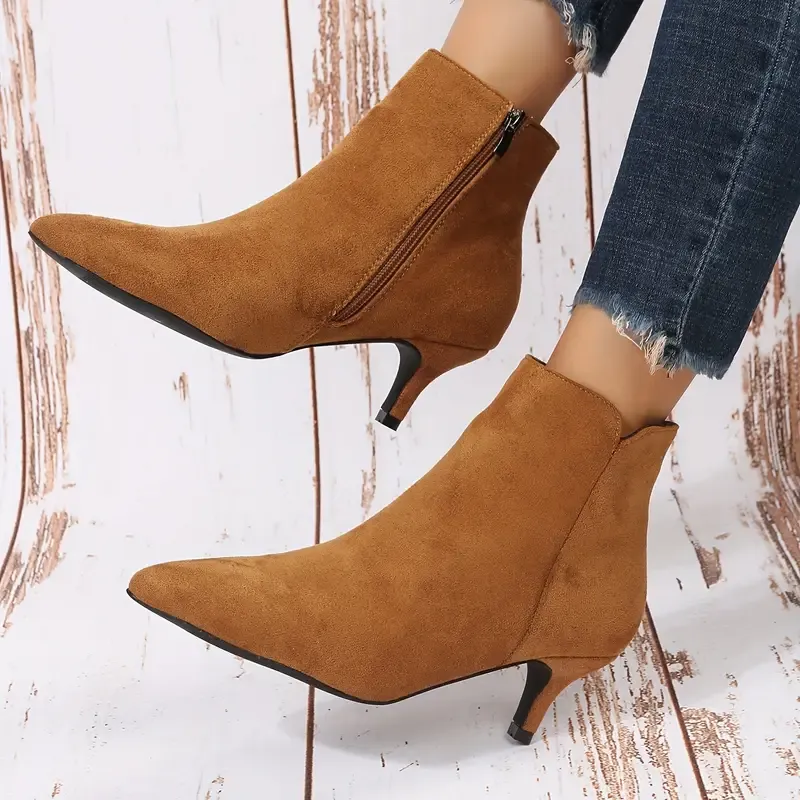 Solid Color Stiletto Anti-slip Heel Ankle Boots