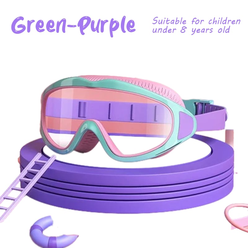 🔥HD children's large frame waterproof and anti-fog swimming goggles