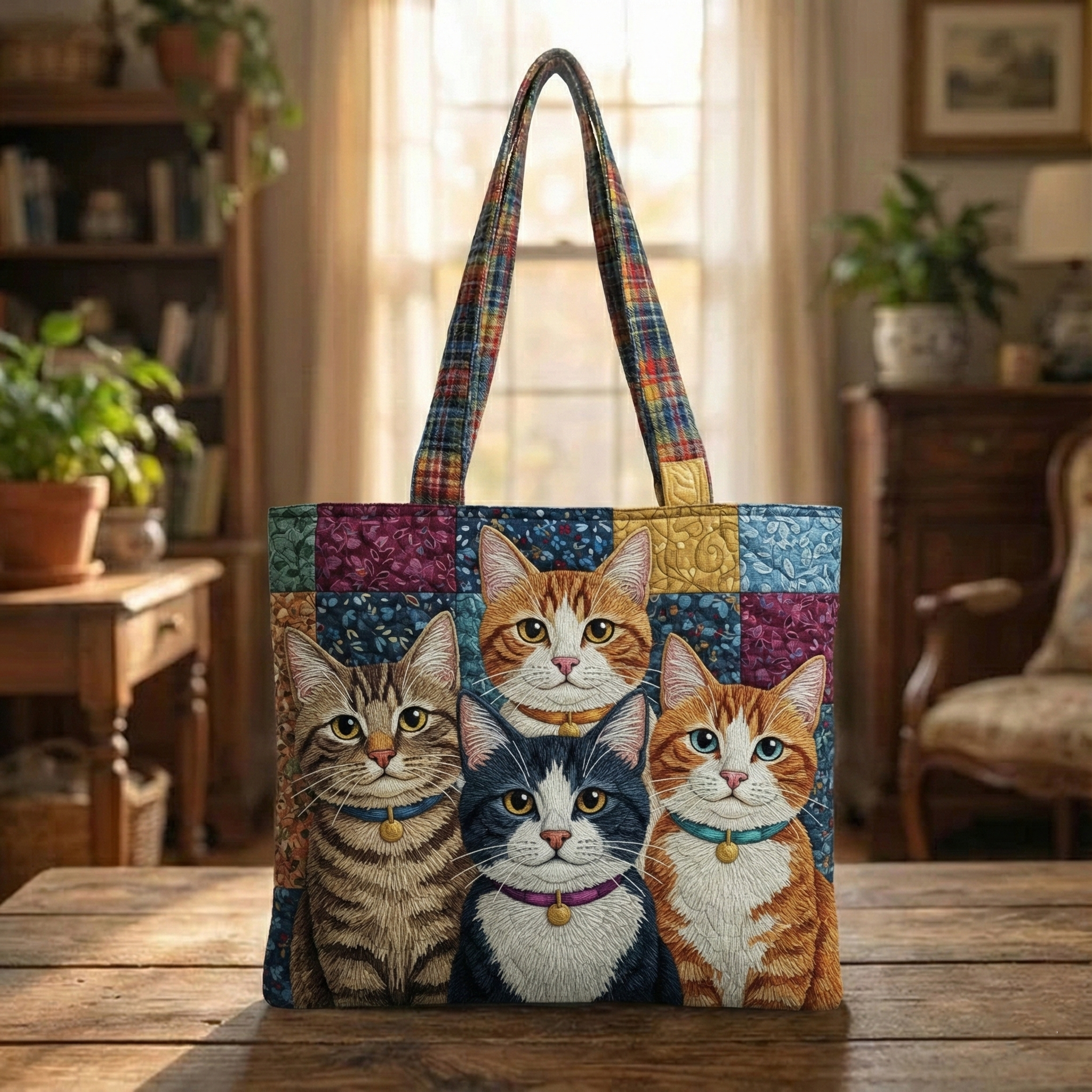 Playful Kittens Quilted Tote Bag