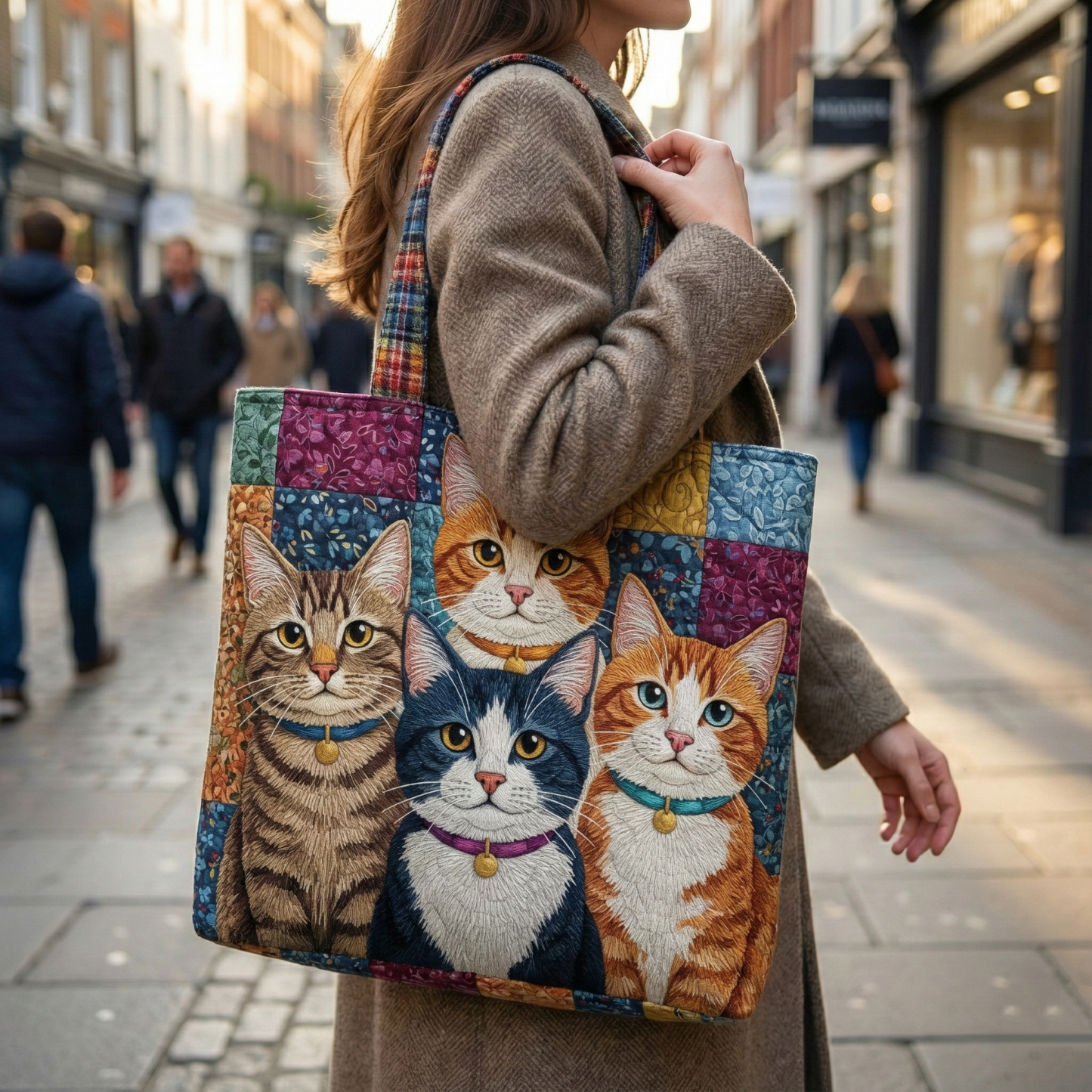 Playful Kittens Quilted Tote Bag