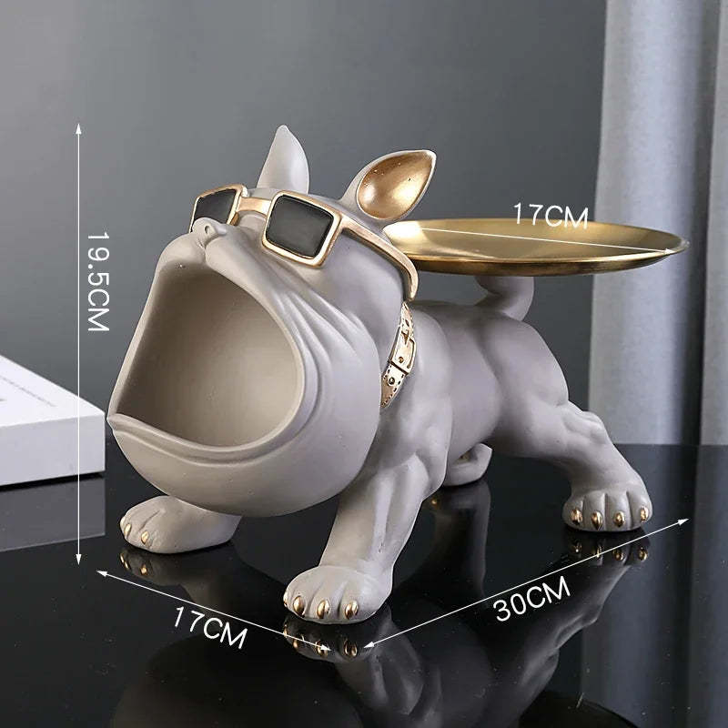 30cm Home Decor Bulldog Figurine Dog Statue Storage Box Animal Ornament Resin Craft Art Sculpture Figurine Home Puppy Sculpture