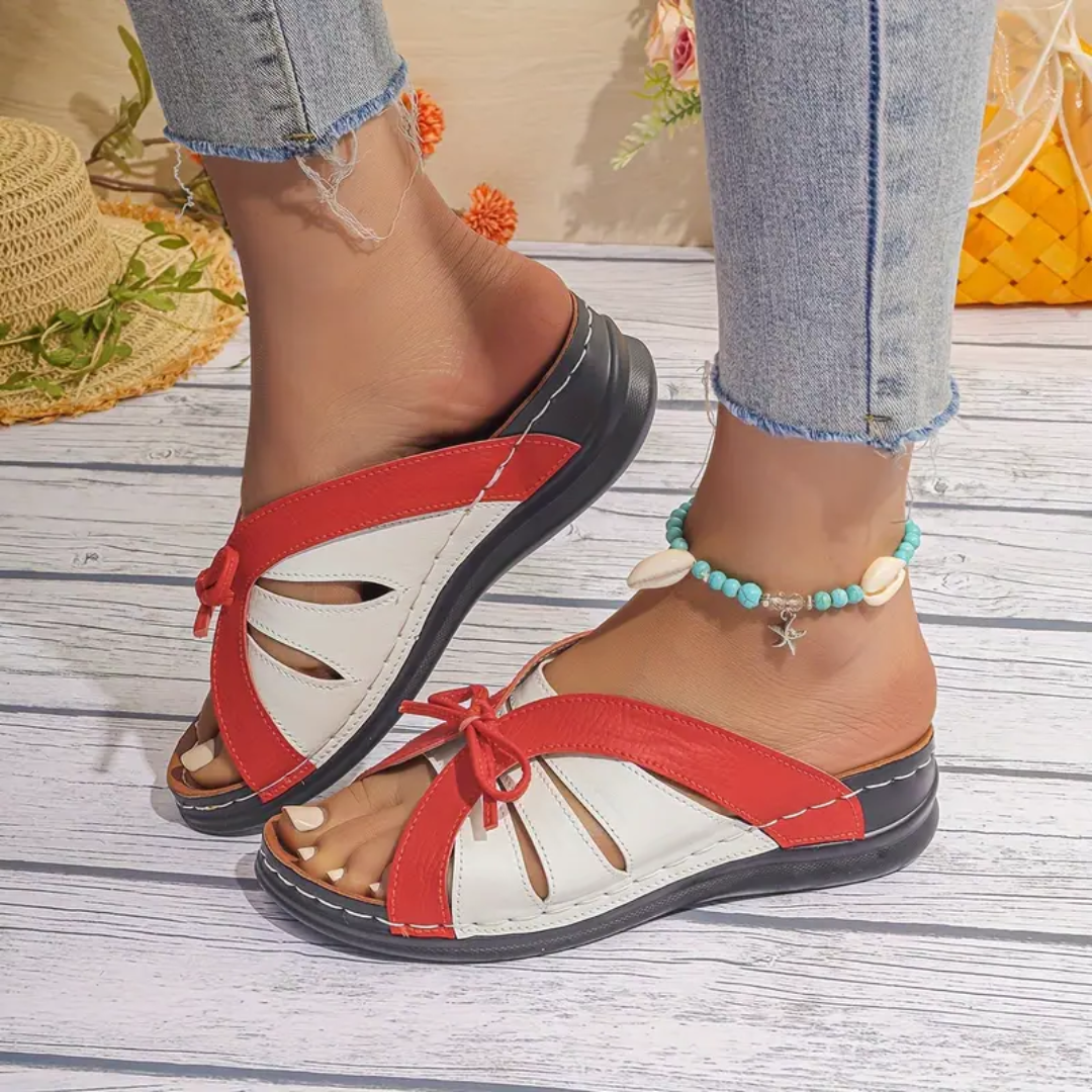 Uniqcomfy Sport Bowknot Arch Support Wedge Sandals