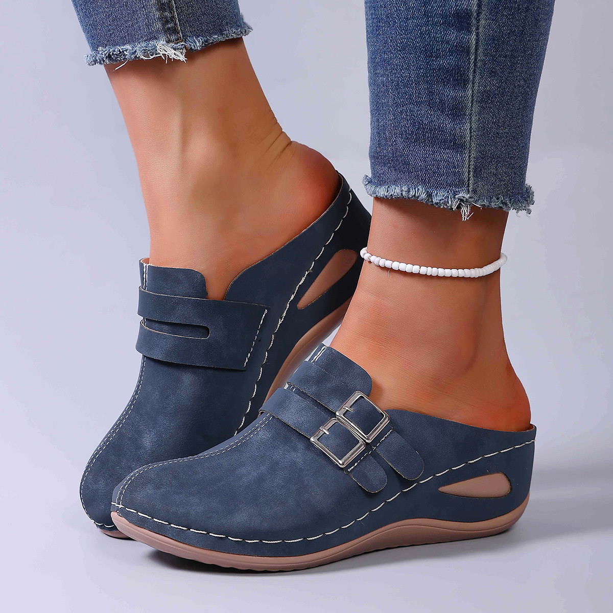 Women's Blue Slip-On Comfort Clogs