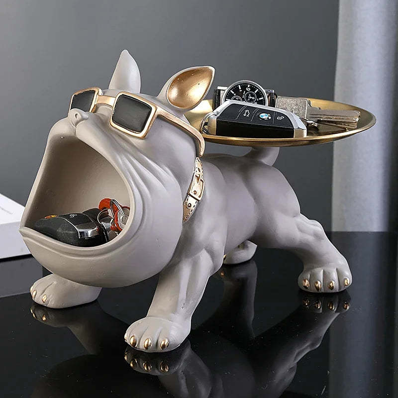 30cm Home Decor Bulldog Figurine Dog Statue Storage Box Animal Ornament Resin Craft Art Sculpture Figurine Home Puppy Sculpture