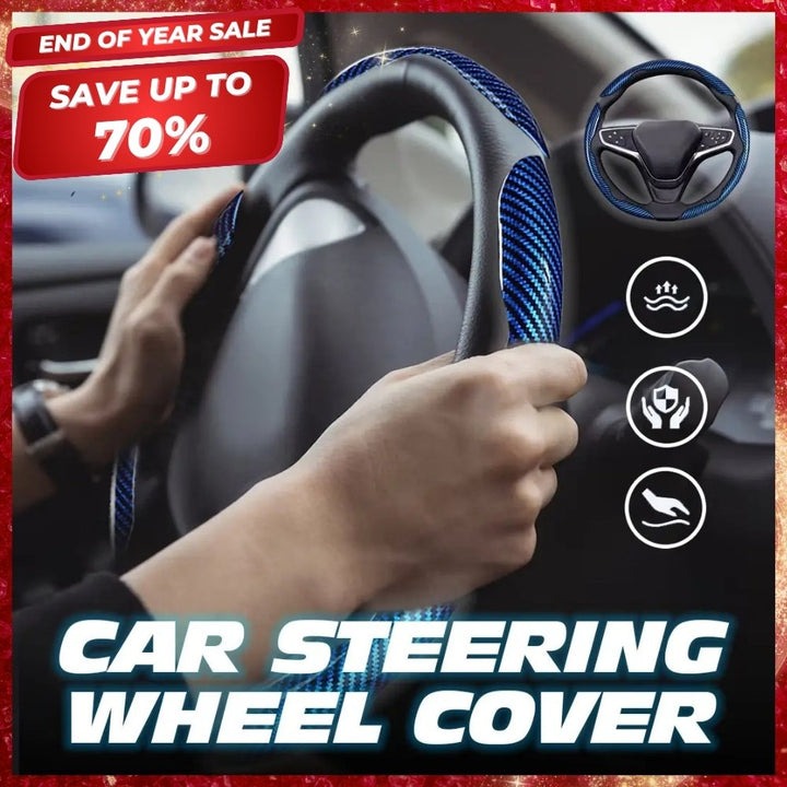 aurovault.com - Carbon Fiber Silicone Anti-Slip Car Steering Wheel Cover Universal Fit