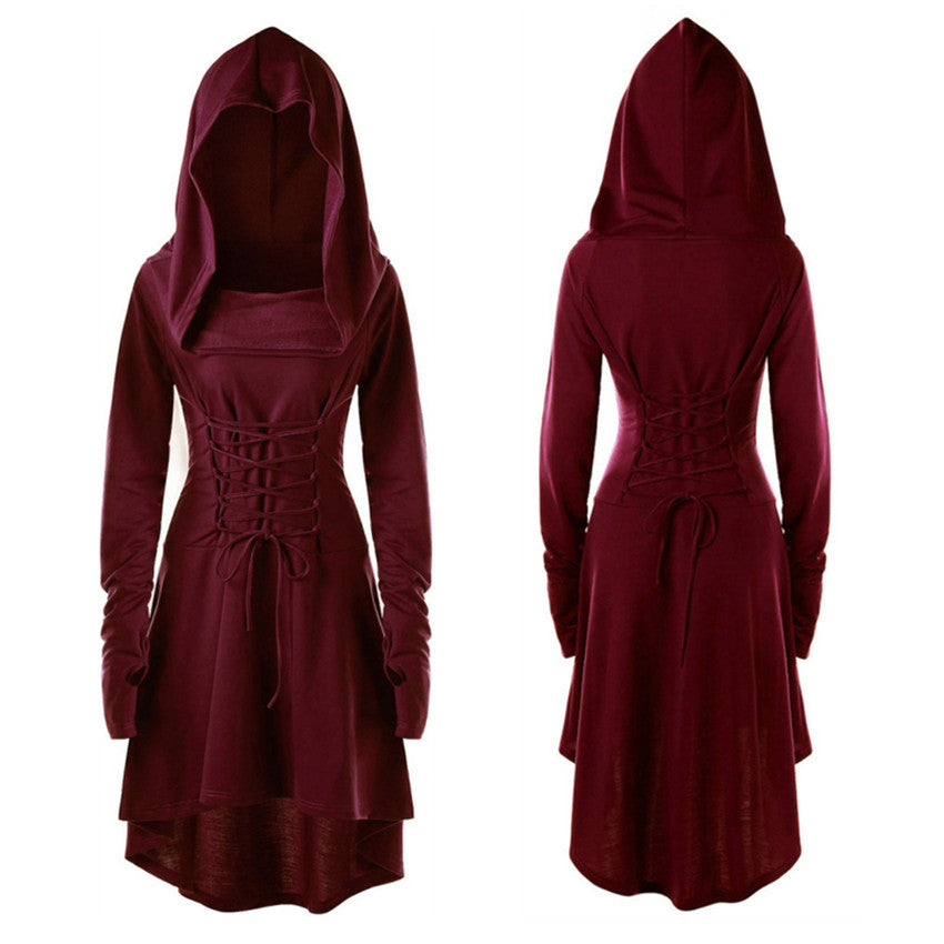 BLACKRISS™Gothic Punk Black Hooded Dresses for Women-Blackriss