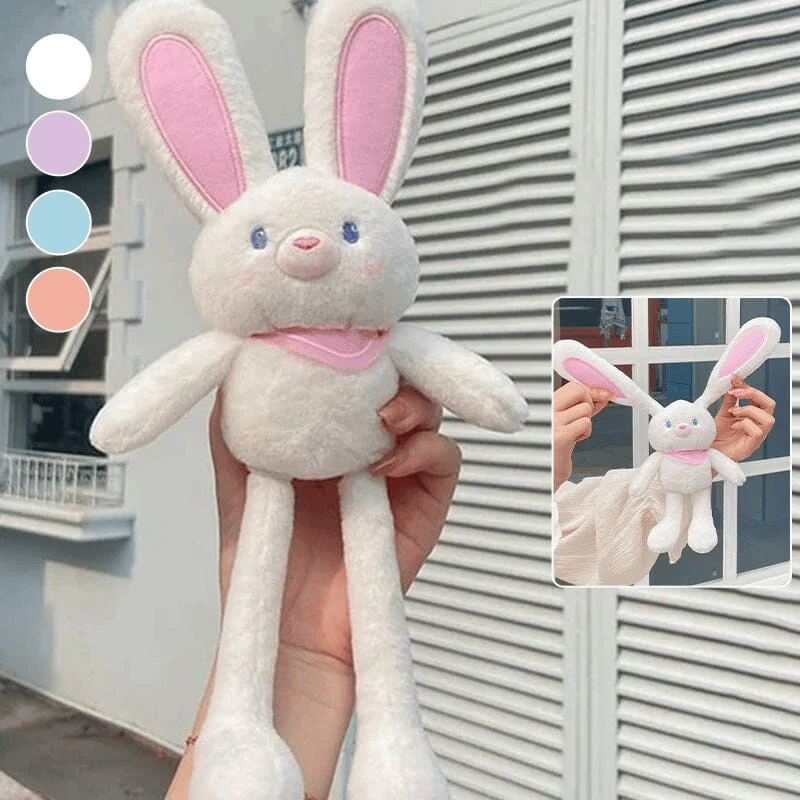 Interactive Pull-Up Bunny Plush Toy | Soft Stuffed Animal for Kids' Sensory Play