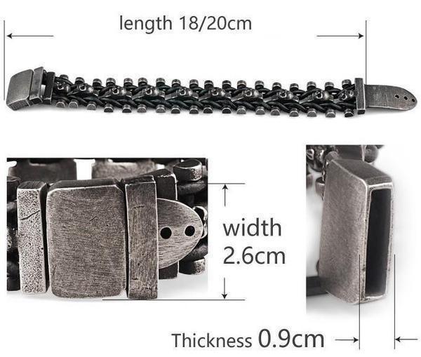 Blackriss™Leather Woven Stainless Steel Skull Bracelet-Blackriss