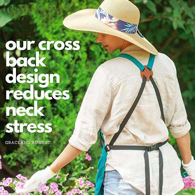 ✨Cross Back Gardening Apron With Deep Kangaroo Release Pockets