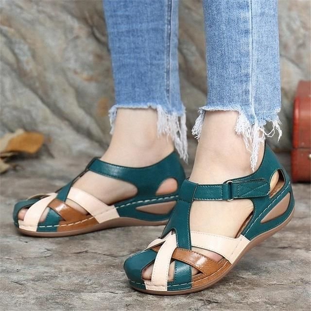 PREMIUM Leather Retro Arch Support Comfy Round Toe Sandals