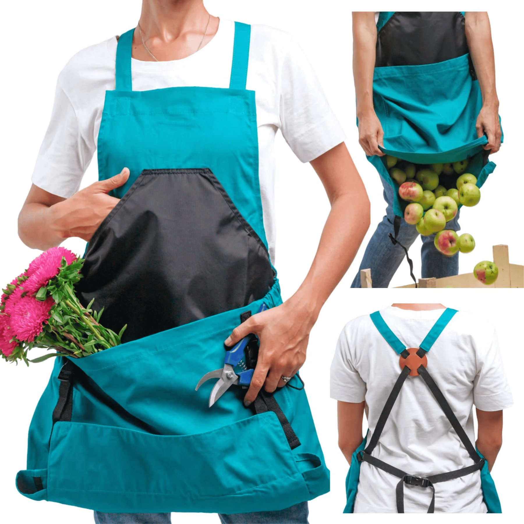 ✨Cross Back Gardening Apron With Deep Kangaroo Release Pockets