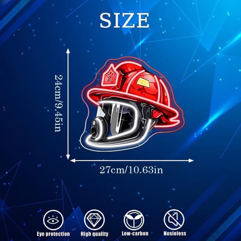Firefighter Helmet Neon Sign