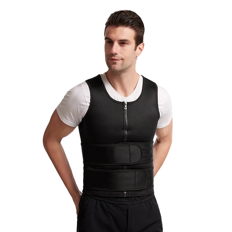 Men's Body Shaper Sauna Vest Waist Trainer Double Belt