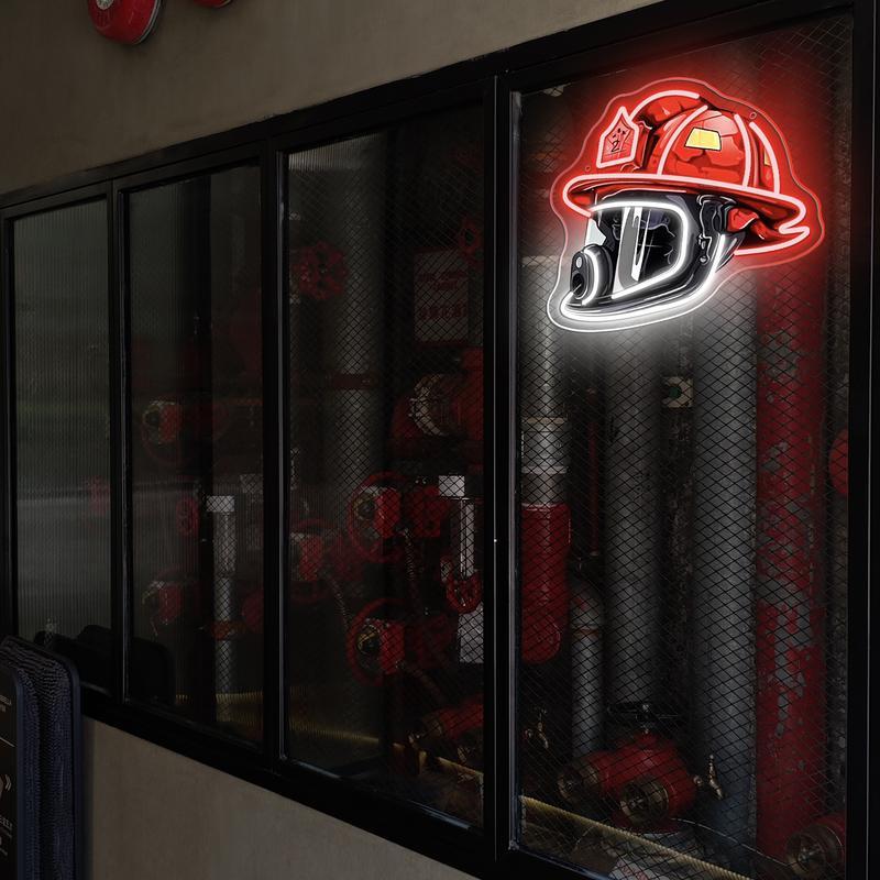 Firefighter Helmet Neon Sign