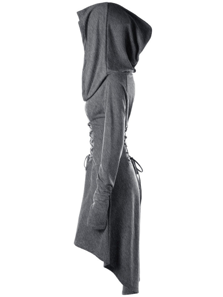 BLACKRISS™Gothic Punk Black Hooded Dresses for Women-Blackriss