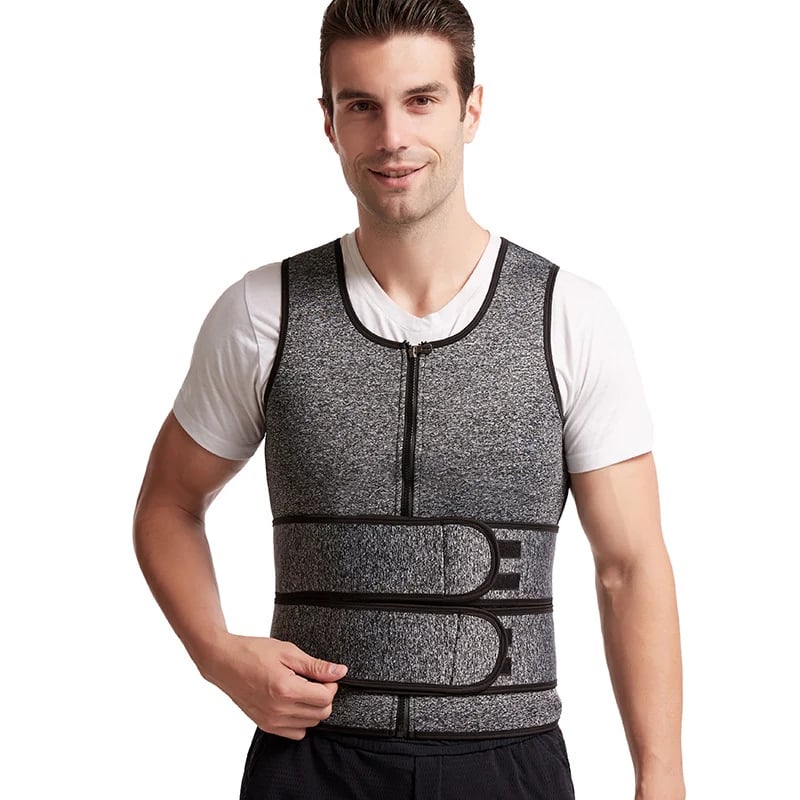 Men's Body Shaper Sauna Vest Waist Trainer Double Belt