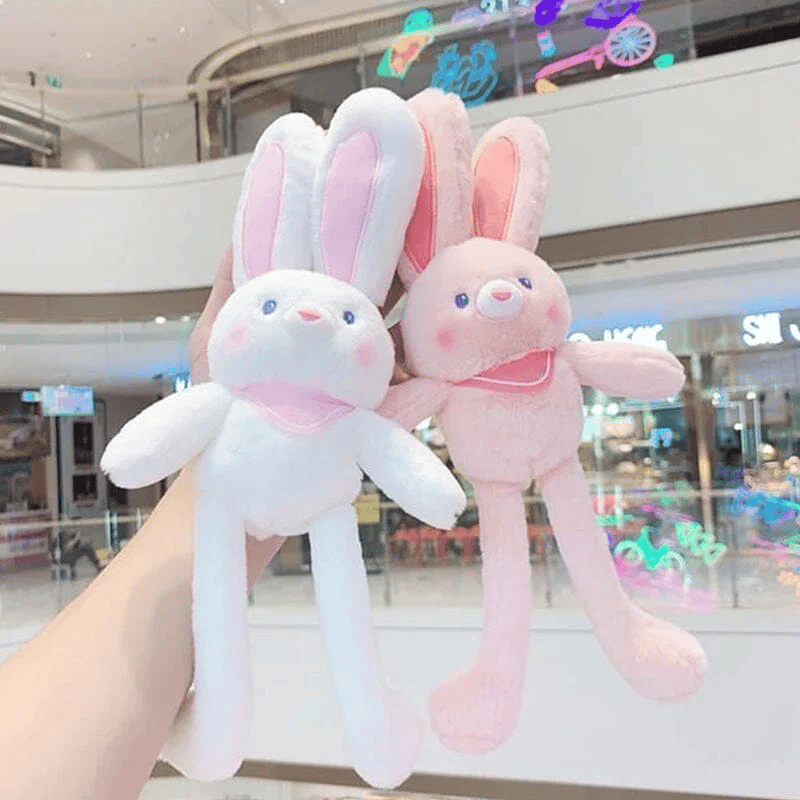 Interactive Pull-Up Bunny Plush Toy | Soft Stuffed Animal for Kids' Sensory Play