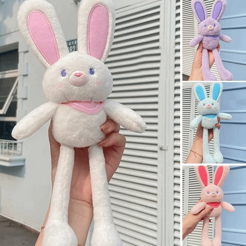 Interactive Pull-Up Bunny Plush Toy | Soft Stuffed Animal for Kids' Sensory Play