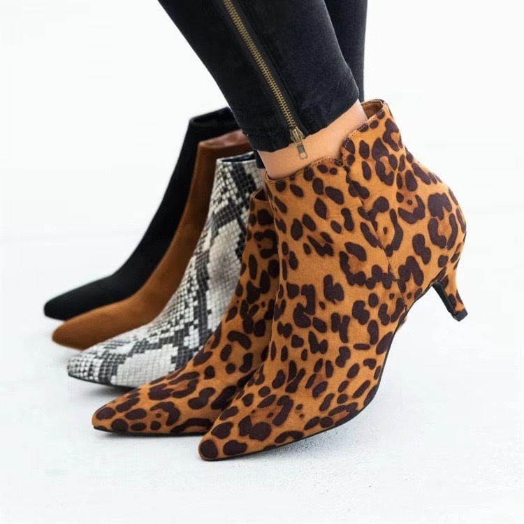 Solid Color Stiletto Anti-slip Heel Ankle Boots