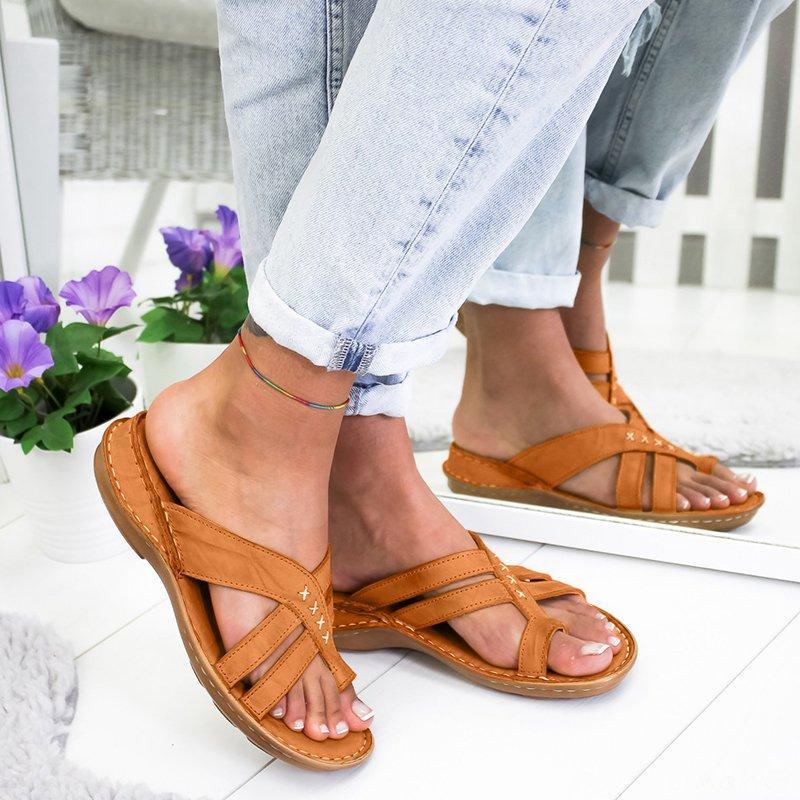 Casual Comfy Toe Ring Criss-Cross Sandals