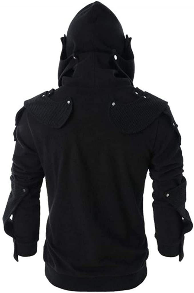 BLACKRISS™Vintage Gothic Masked Studded Long Sleeve Hooded Sweatshirt-Blackriss
