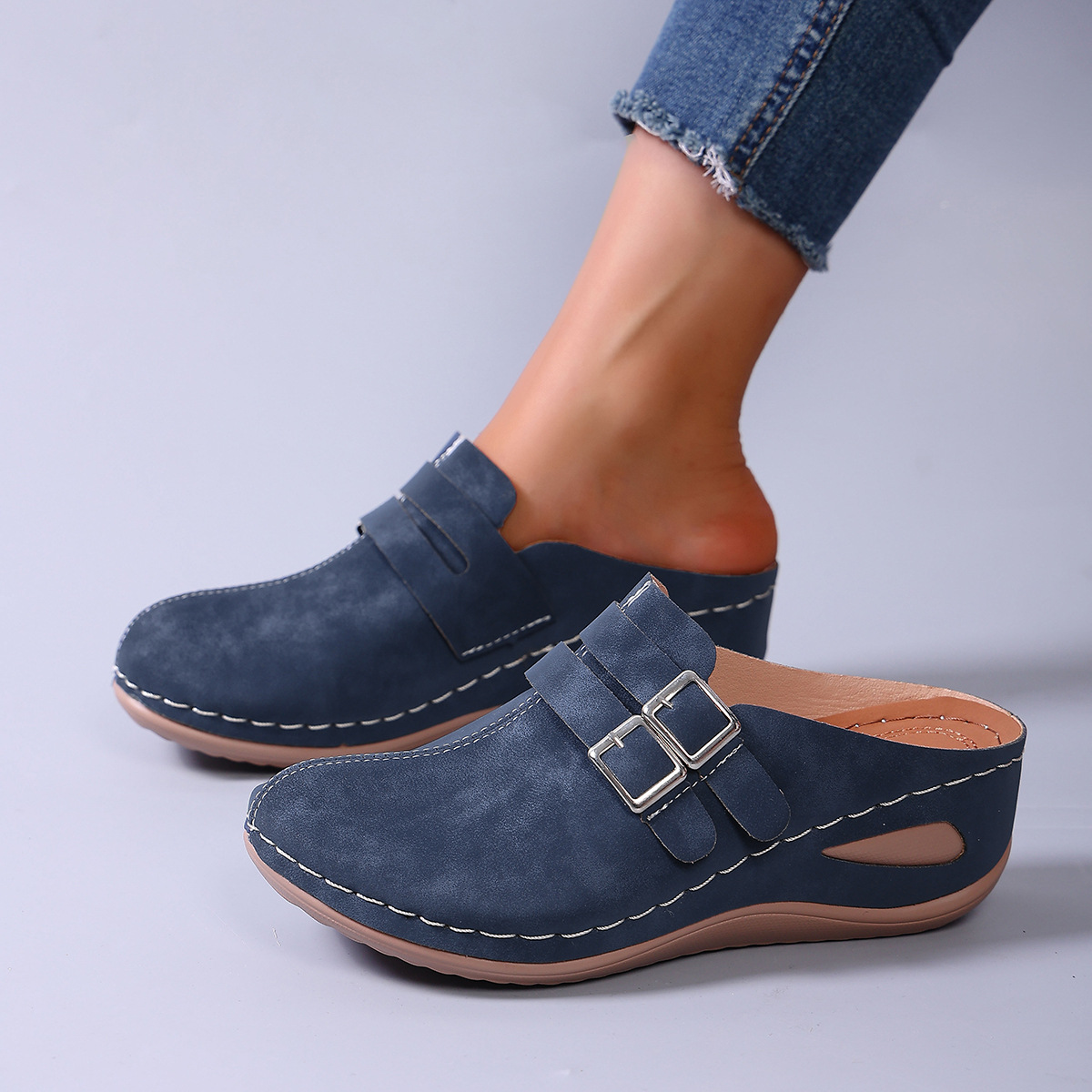 Women's Blue Slip-On Comfort Clogs