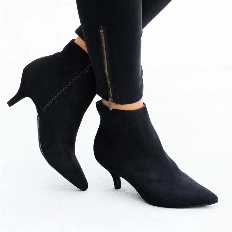 Solid Color Stiletto Anti-slip Heel Ankle Boots