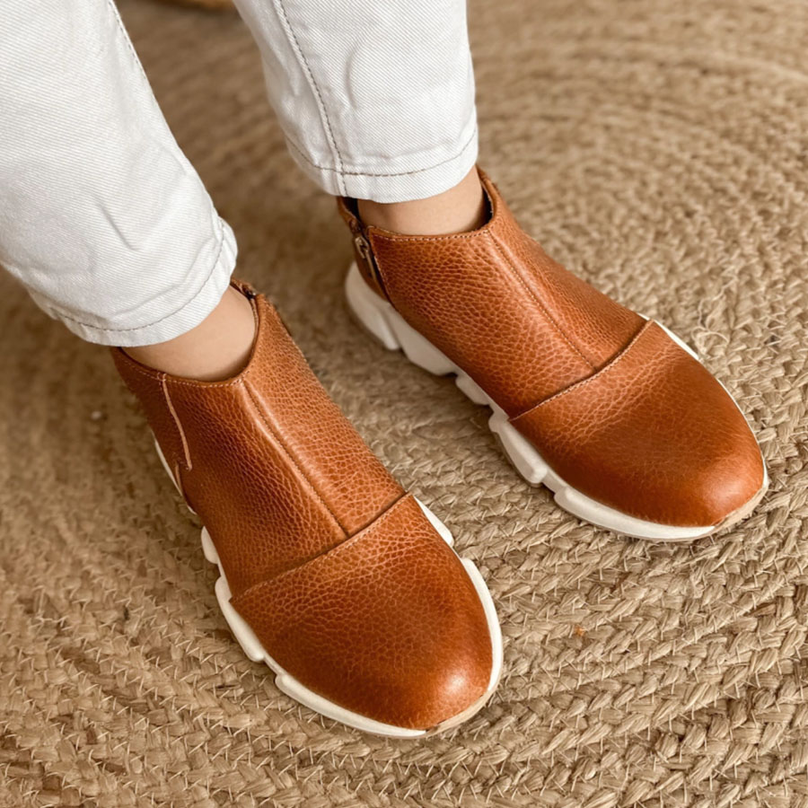 Zip Leather Comfort Arch Support Boots