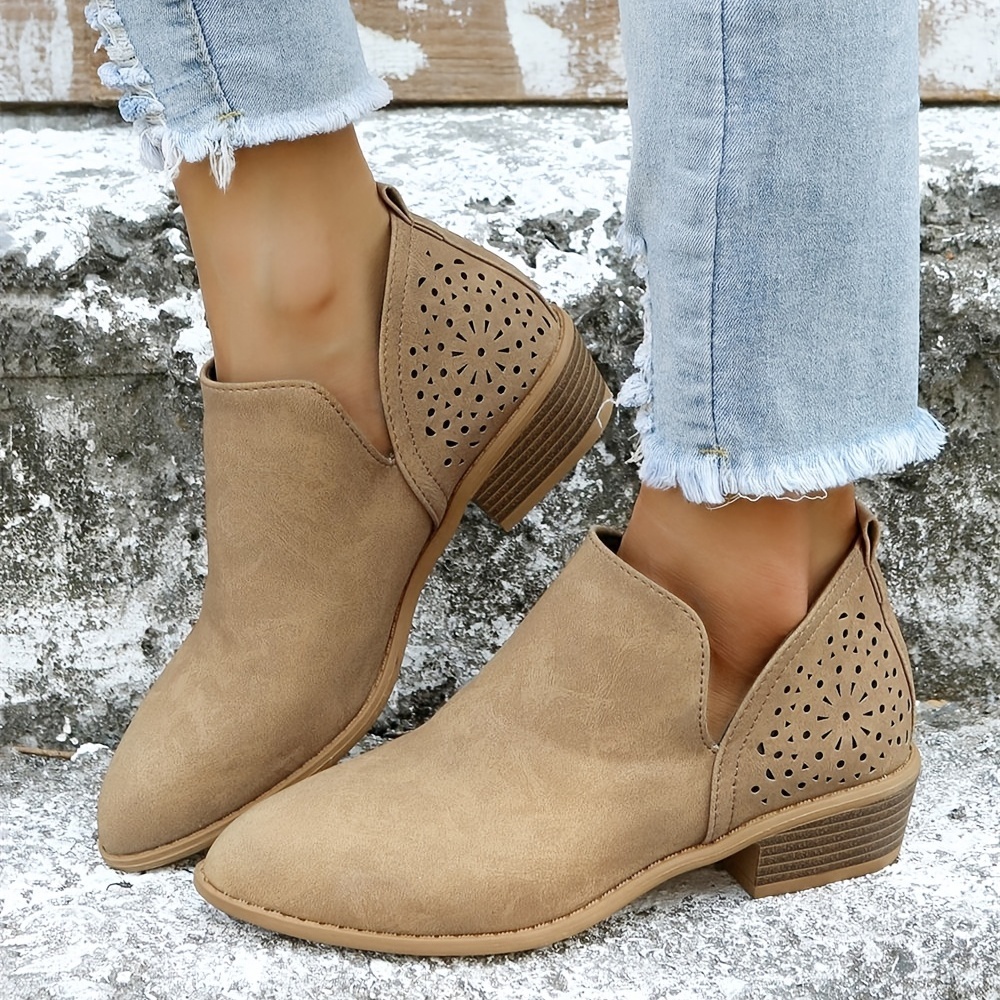 Women's Cutout Chunky Heel Leather Orthopedic Shoes