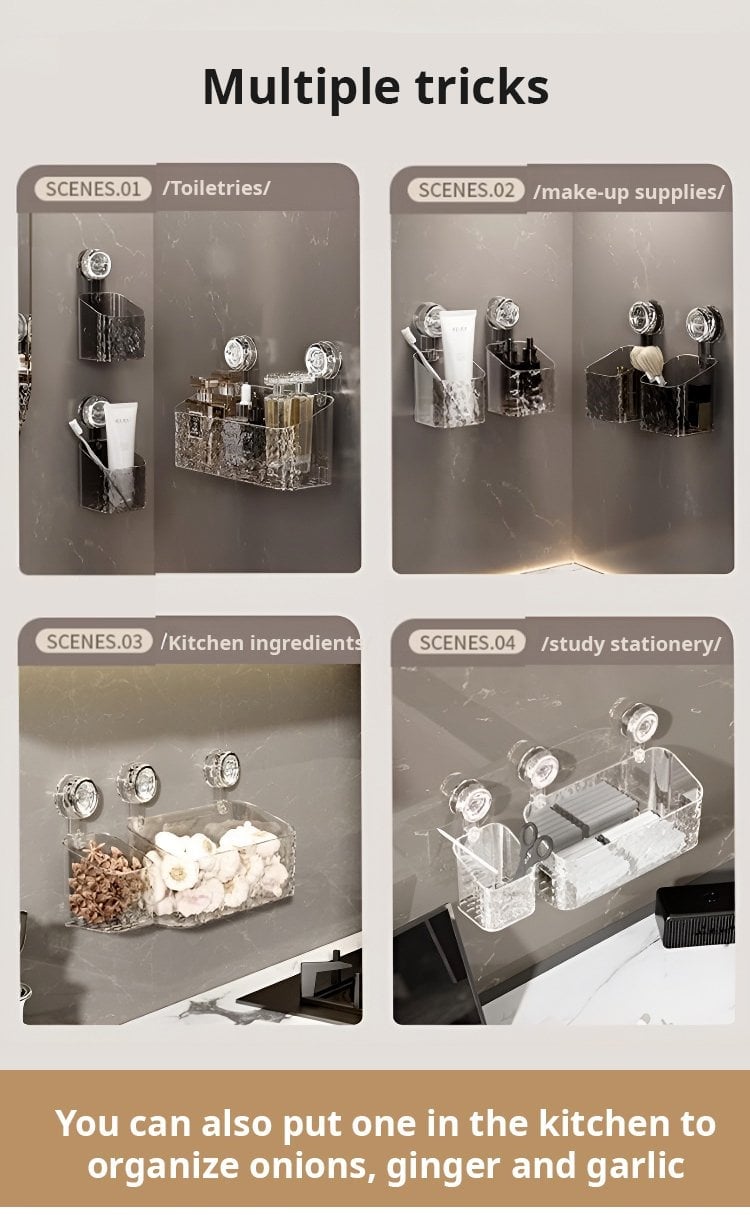 Light Luxury Style Glacier Pattern Suction Cup Shelf