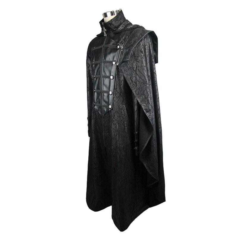 BLACKRISS™Men's Brocade and Leather Vintage Army Coat with Pelisse-Blackriss