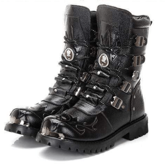 BLACKRISS™Men's Military Multi Buckles Boots Men Martin Boots Cowboy Boots-Blackriss