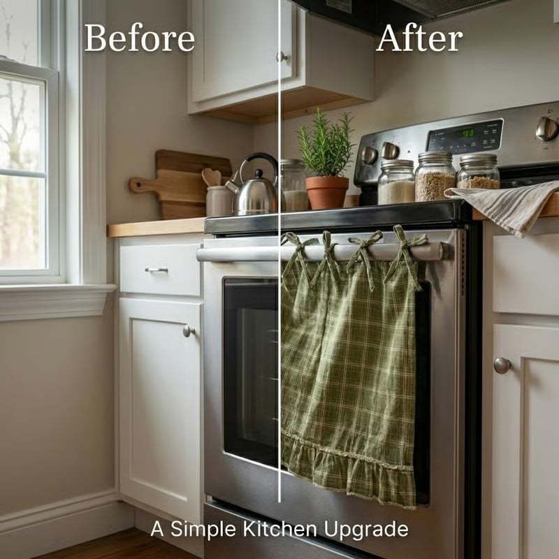 🧺 Handmade Oven Skirts | Farmhouse Kitchen Décor🔒 Heat-Resistant | 🎀 Effortless Install | ✨ Hide Clutter & Elevate Style