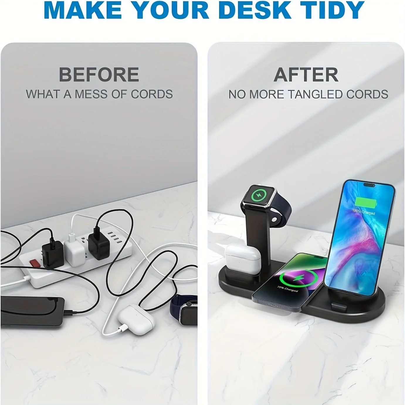 🎊New Year Special Sales-49% OFF🔥7 in 1 Charging Station with Clock, Wireless Charger(Fast Charging)⚡