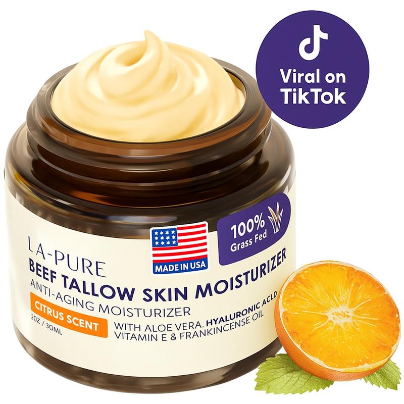 Beef Tallow Face Cream - Nourishing Face Cream, Moisturizer, Body Lotion, Skin Care and Lip Balm Hydrating Moisturizer (2oz)