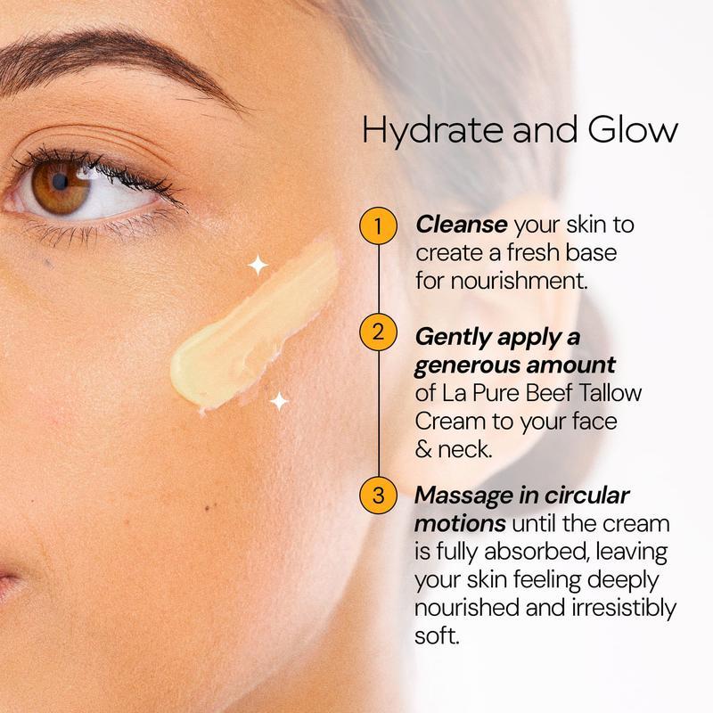 Beef Tallow Face Cream - Nourishing Face Cream, Moisturizer, Body Lotion, Skin Care and Lip Balm Hydrating Moisturizer (2oz)