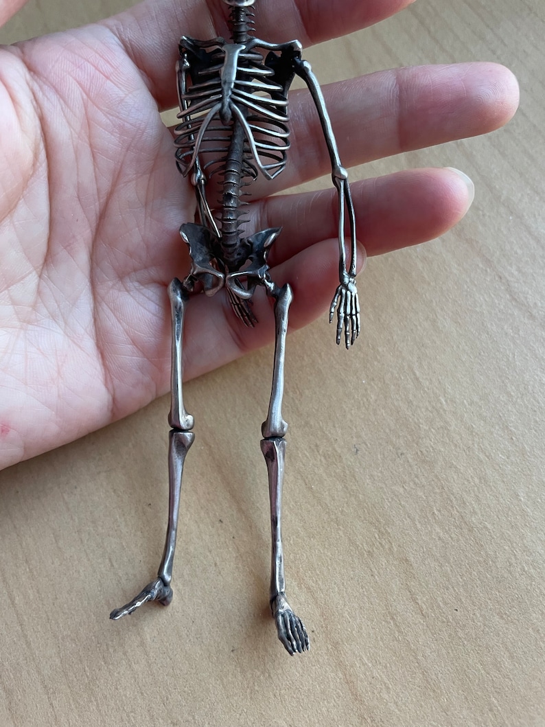 Skeleton Pendant Silver Large Medical Skeleton Brooch Handmade Customise Halloween Biker Horror Spooky Halloween Necklace Skull Pendant