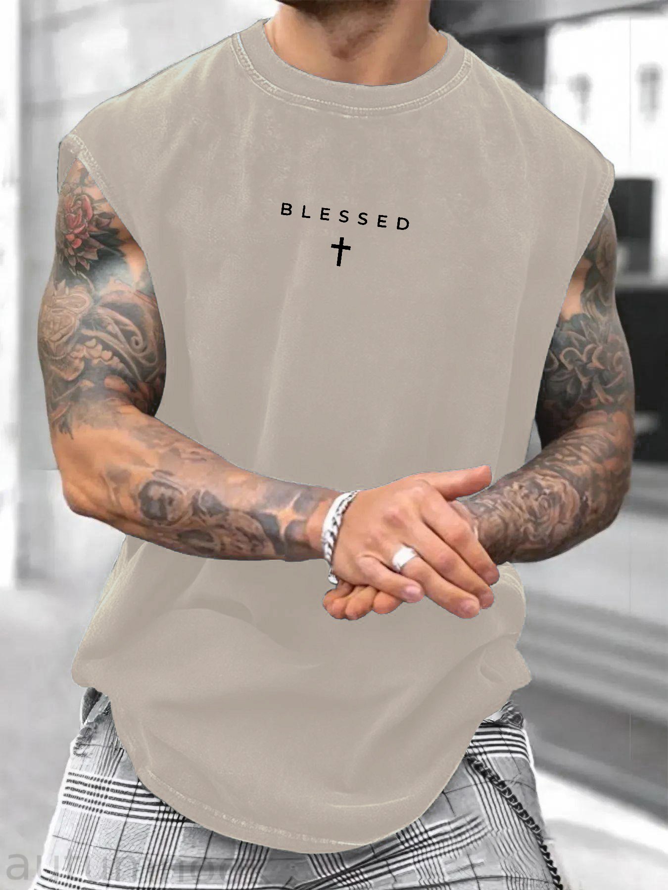Men's Loose-Fit Sleeveless Short Graphic T-Shirt