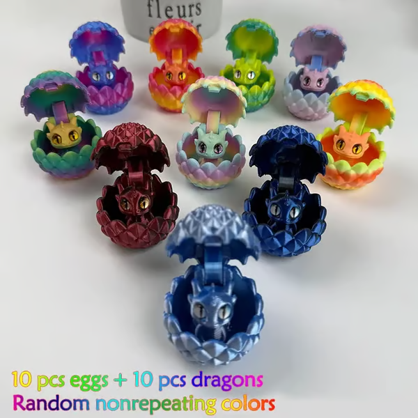 ✨🐉Your Favorite Sky Companions: 20-Piece Random Colors Mini Dragon Egg Set(Includes 10 Eggs & 10 Mini Dragons)