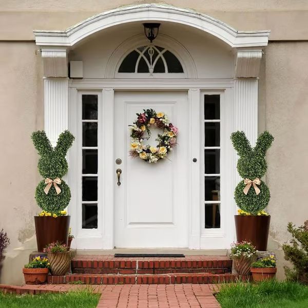 35" Artisan-Crafted Bunny Topiary