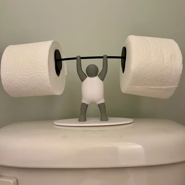 Funny 3D Printed Weightlifter Toilet Roll Holder