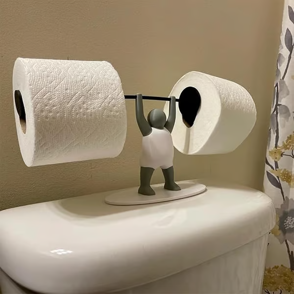 Funny 3D Printed Weightlifter Toilet Roll Holder