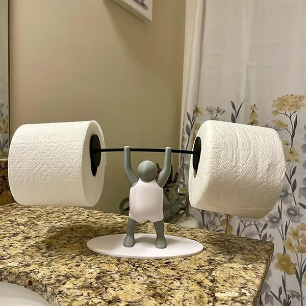 Funny 3D Printed Weightlifter Toilet Roll Holder