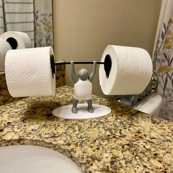 Funny 3D Printed Weightlifter Toilet Roll Holder