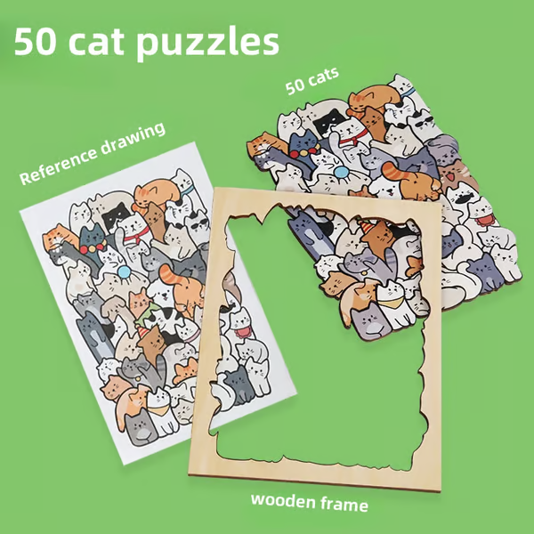🔥Last 4 hours Sale: Save 50% -🐱Animal Wooden Puzzle