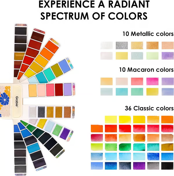 🔥LAST DAY 50% OFF - Foldable Watercolor Set Of 56 With Water Brush Pe