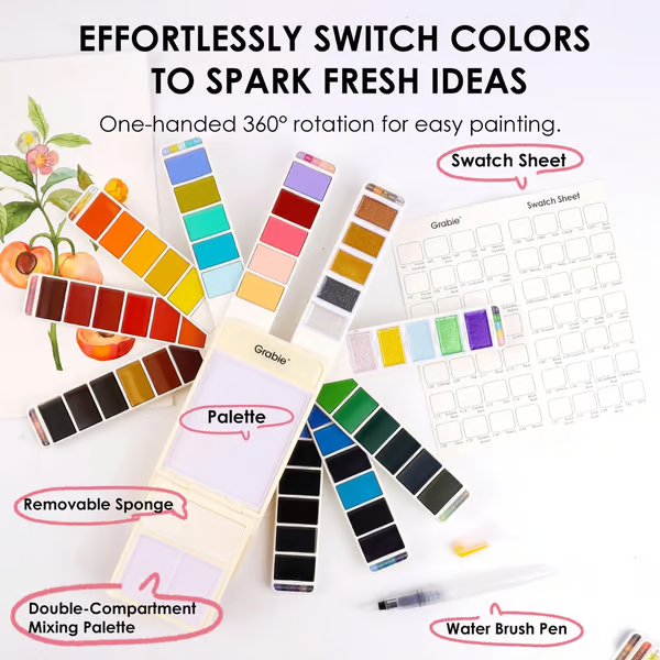 🔥LAST DAY 50% OFF - Foldable Watercolor Set Of 56 With Water Brush Pen
