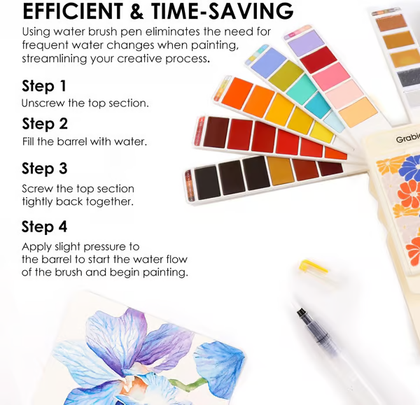 🔥LAST DAY 50% OFF - Foldable Watercolor Set Of 56 With Water Brush Pen