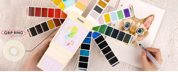 🔥LAST DAY 50% OFF - Foldable Watercolor Set Of 56 With Water Brush Pen